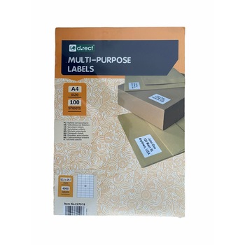 Etichete albe autoadezive 40/A4, 52.5 x 29.7 mm, 100 coli/top, D.Rect Etichete albe autoadezive 40/A4, 52.5 x 29.7 mm, 100 coli/top, D.Rect