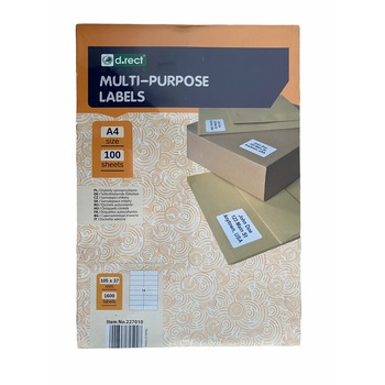 Etichete albe autoadezive 16/A4, 105 x 37 mm, 100 coli/top, D.Rect Etichete albe autoadezive 16/A4, 105 x 37 mm, 100 coli/top, D.Rect