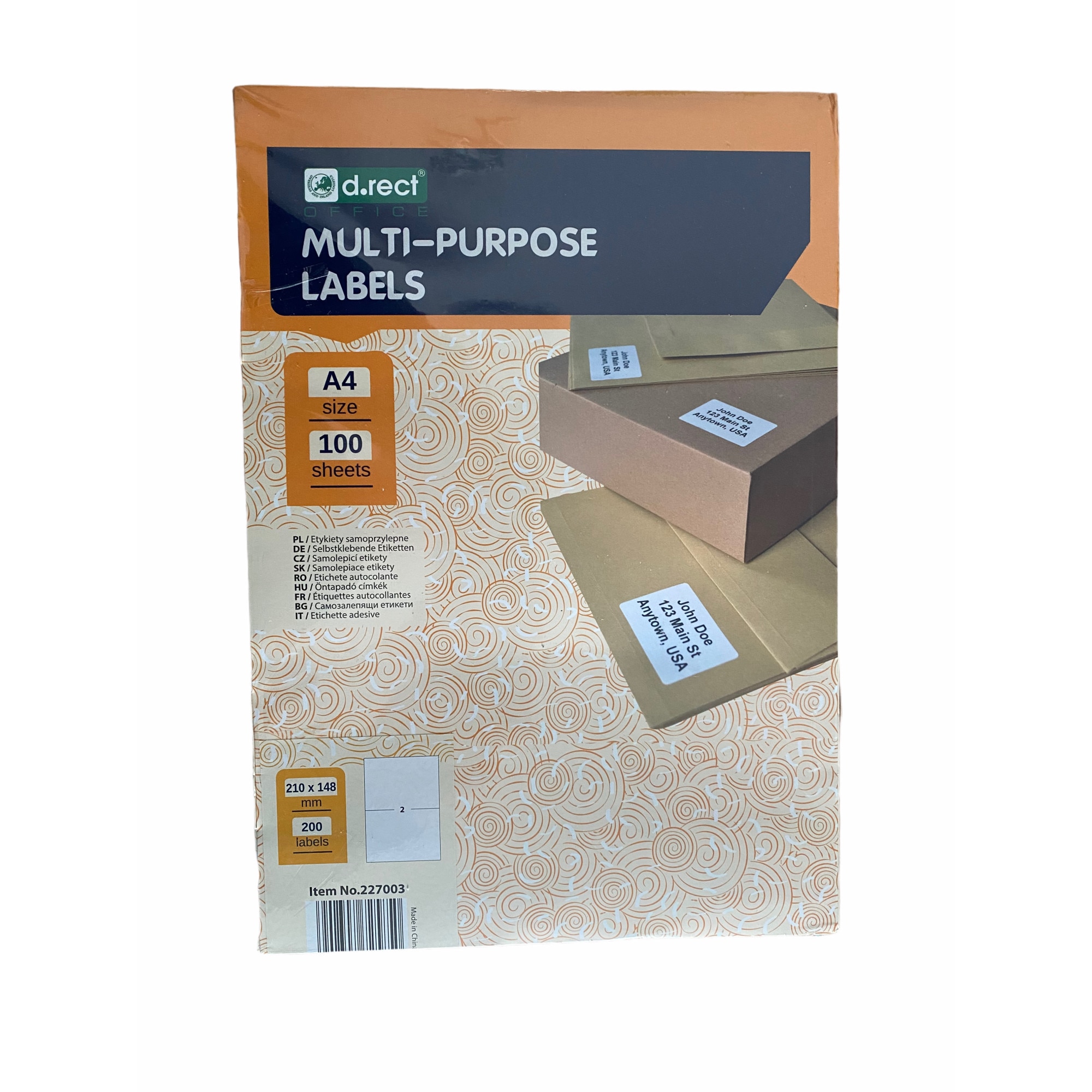 Etichete albe autoadezive 2/A4, 210 x 148 mm, 100 coli/top, D.Rect