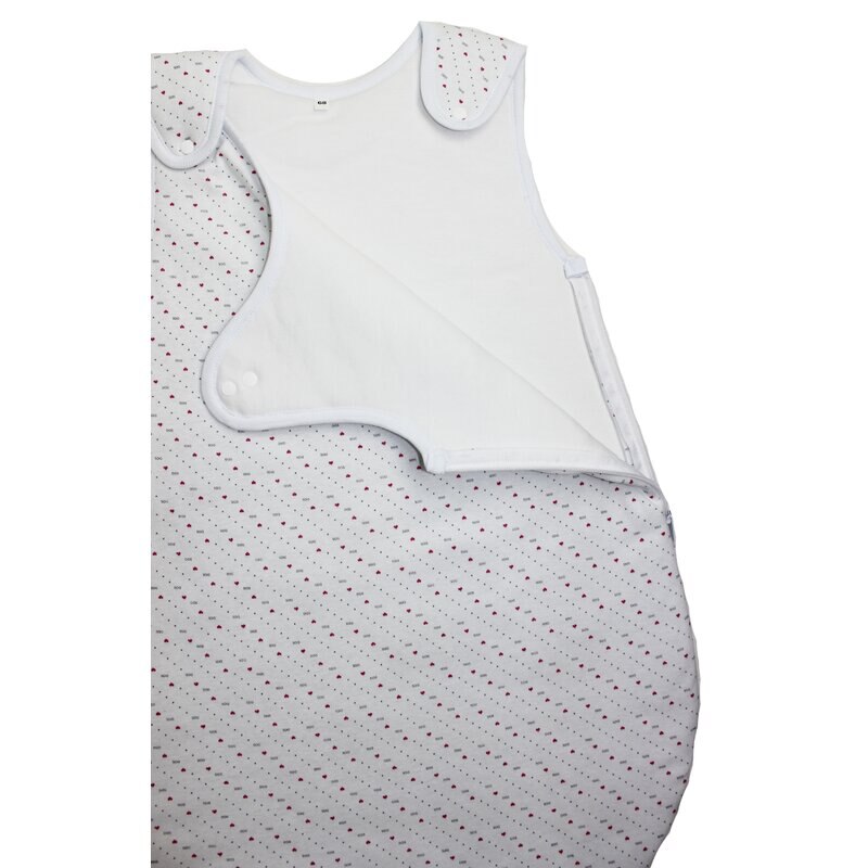 Sac de dormit, vara, alb cu inimioare roz 68 - 80 cm