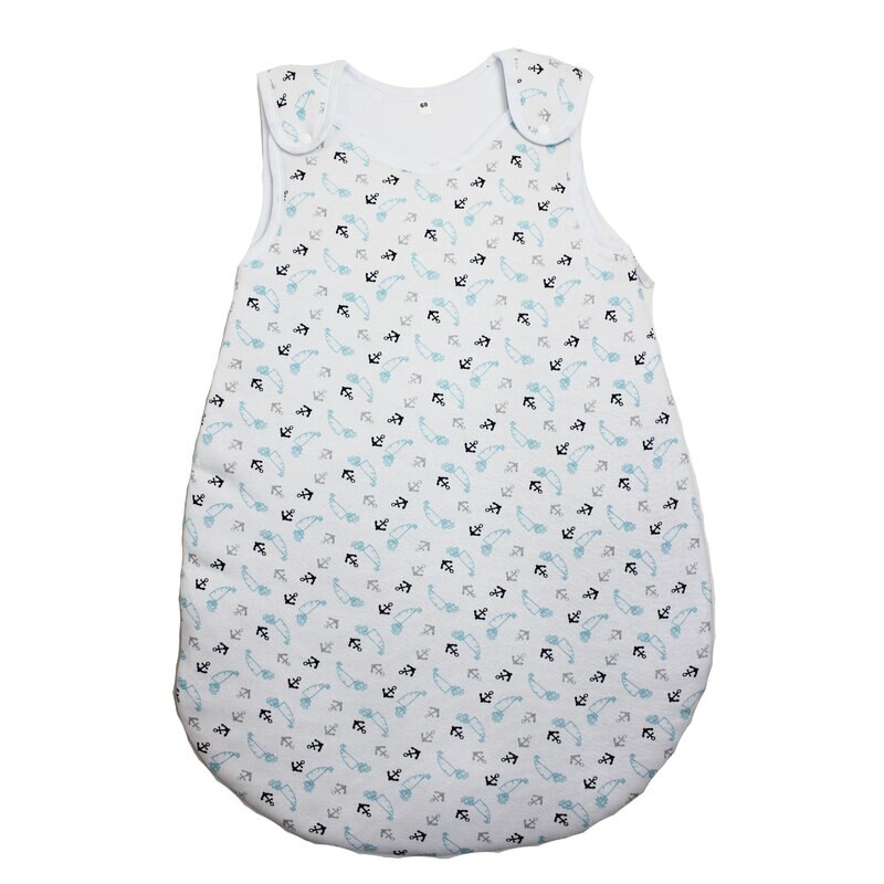 Sac de dormit, vara, alb cu ancore 52 - 68 cm