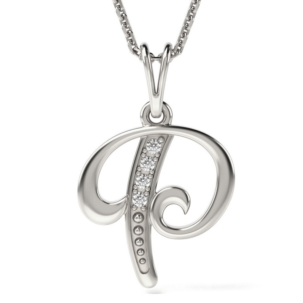 Lantisor cu pandantiv din aur alb model Litera P