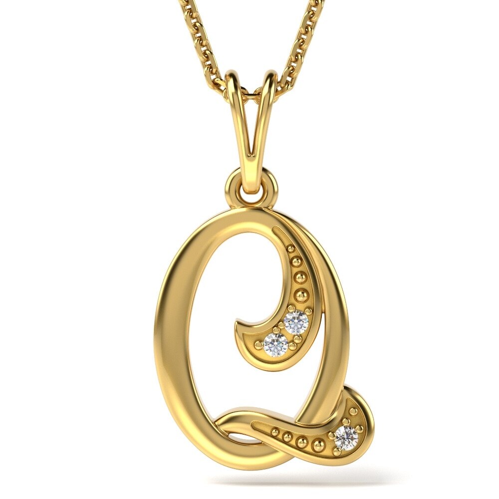 Lantisor cu pandantiv din aur galben model Litera Q