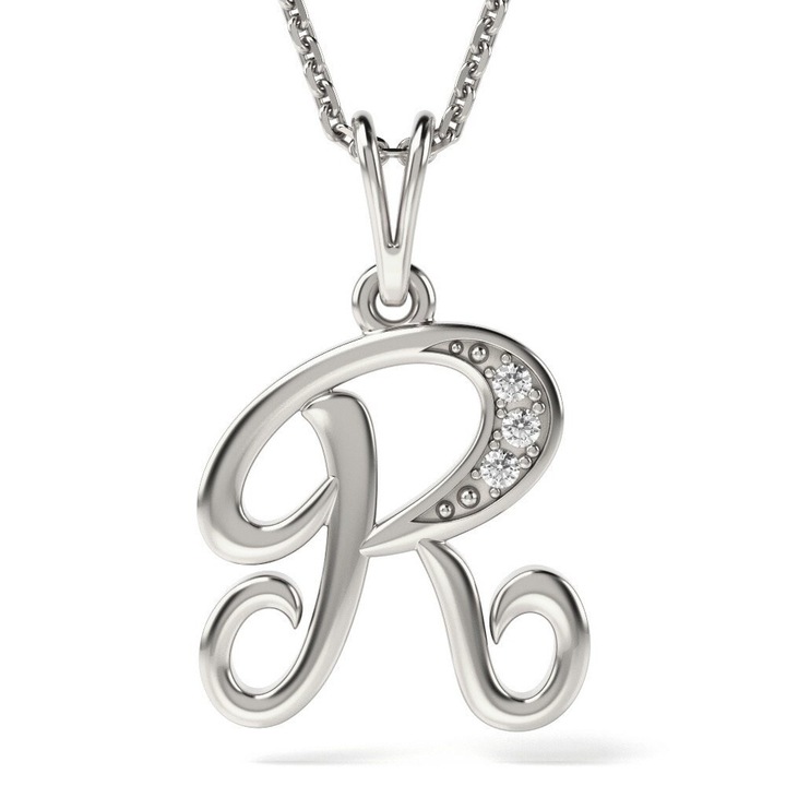 Ezüst nyaklánc R iniciálé medállal
