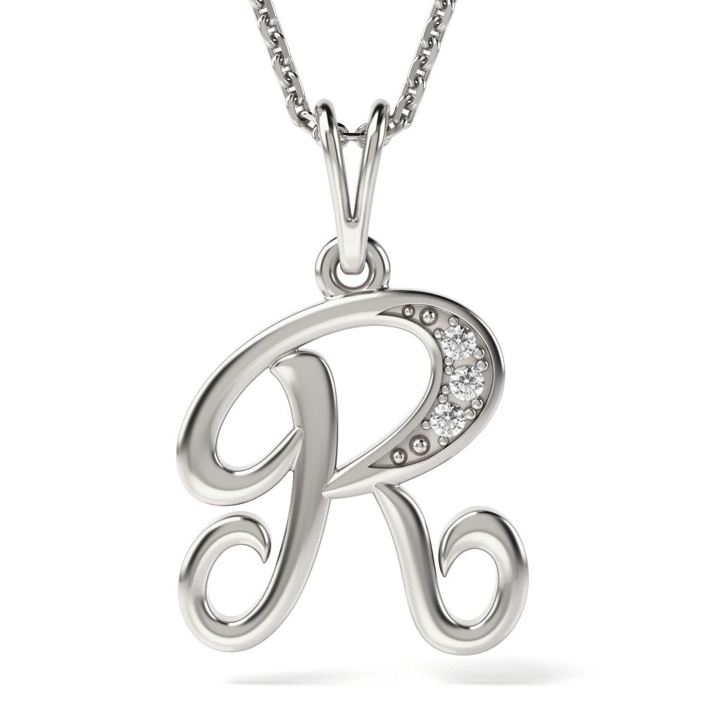 Lantisor cu pandantiv din argint model Litera R