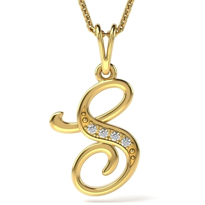 Верижка с висулка от жълто злато с буква S