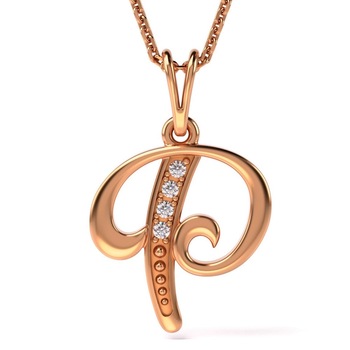 Lantisor cu pandantiv din aur roz model Litera P Lantisor cu pandantiv din aur roz model Litera P