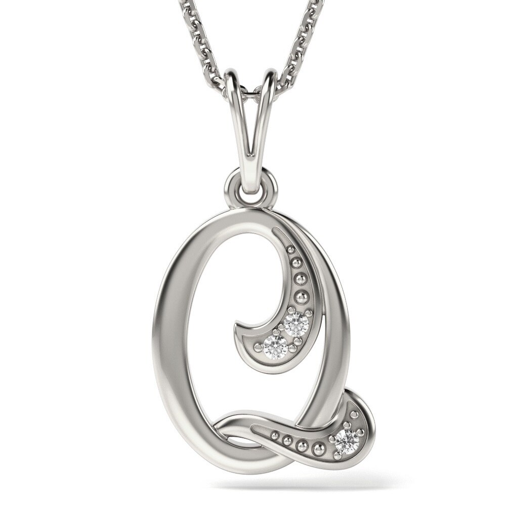 Lantisor cu pandantiv din argint model Litera Q