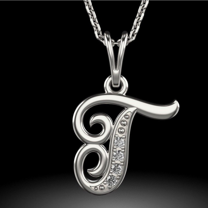 Сребърна висулка модел буква Т