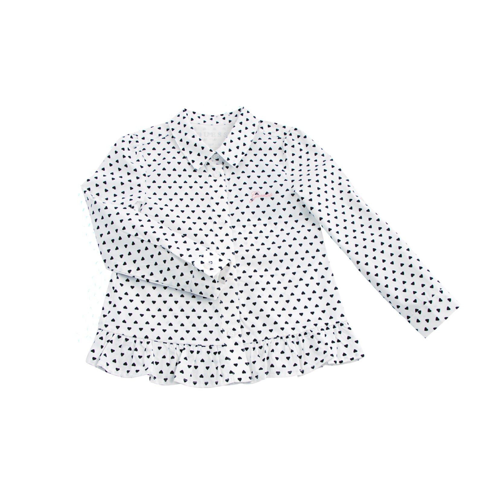 Camasa alba cu inimioare Guess, pentru fete, 6 ani