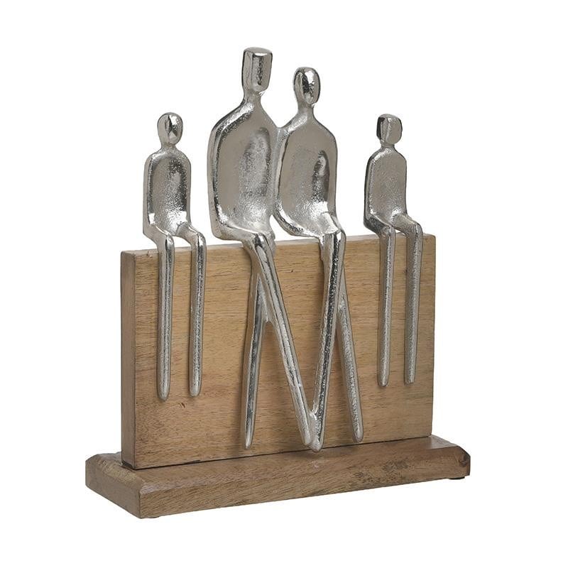 Decoratiune Family,Inart ,metalica,pe suport de lemn,28x10x34 cm