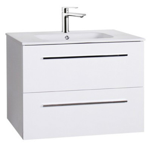 Set Dulap De Baie Suspendat, Wellis, Almeria 80 cm, Cu Lavoar Marmura Artificiala