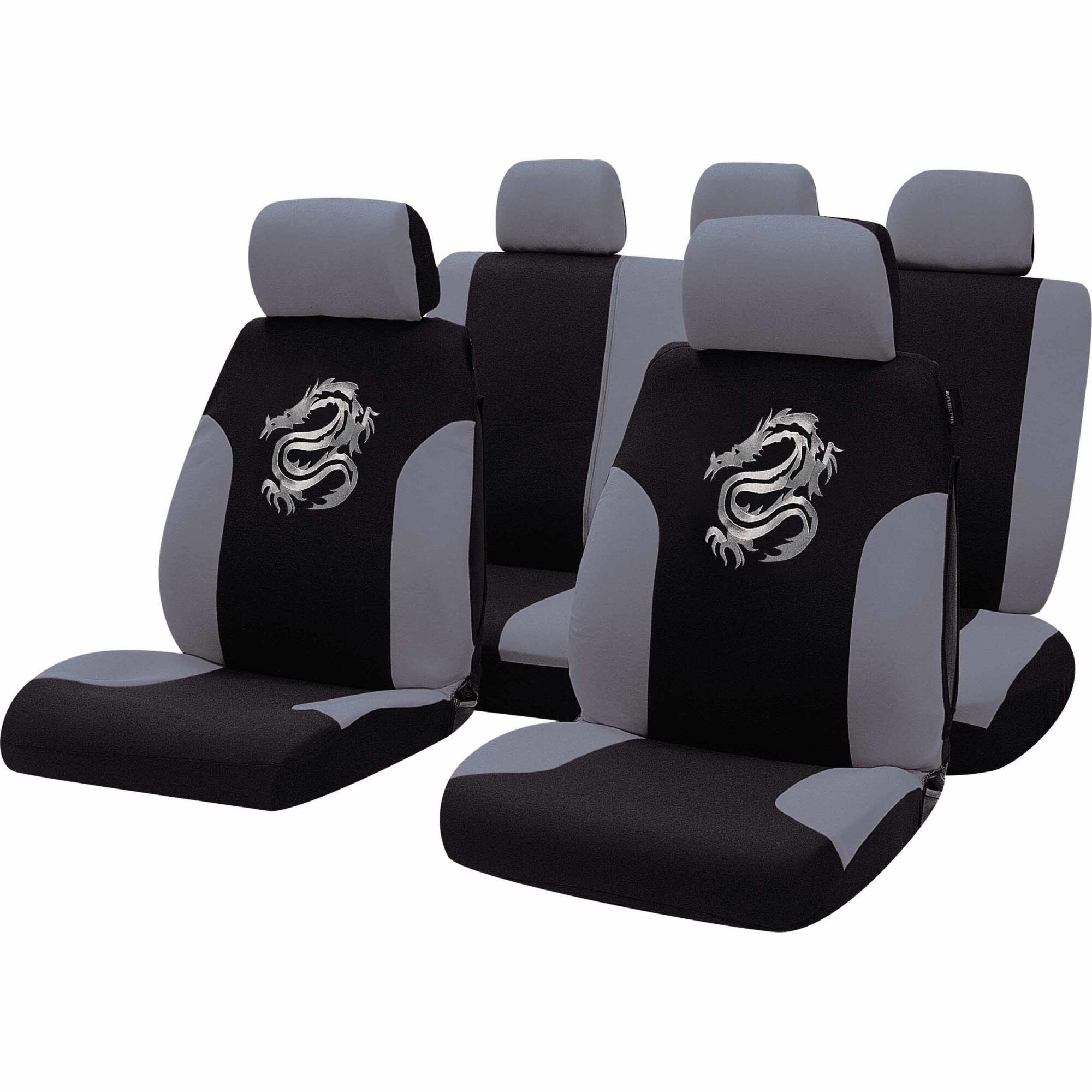 Huse auto Revolution Tribal, 9 piese, negru/gri