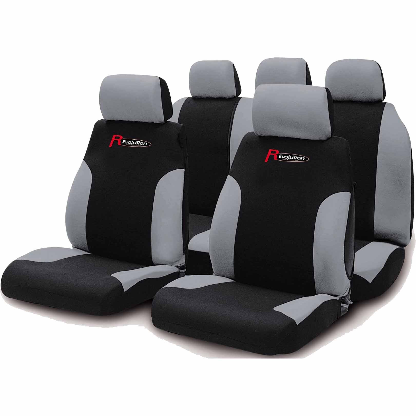 Huse auto Revolution Puma, 9 piese, negru/gri