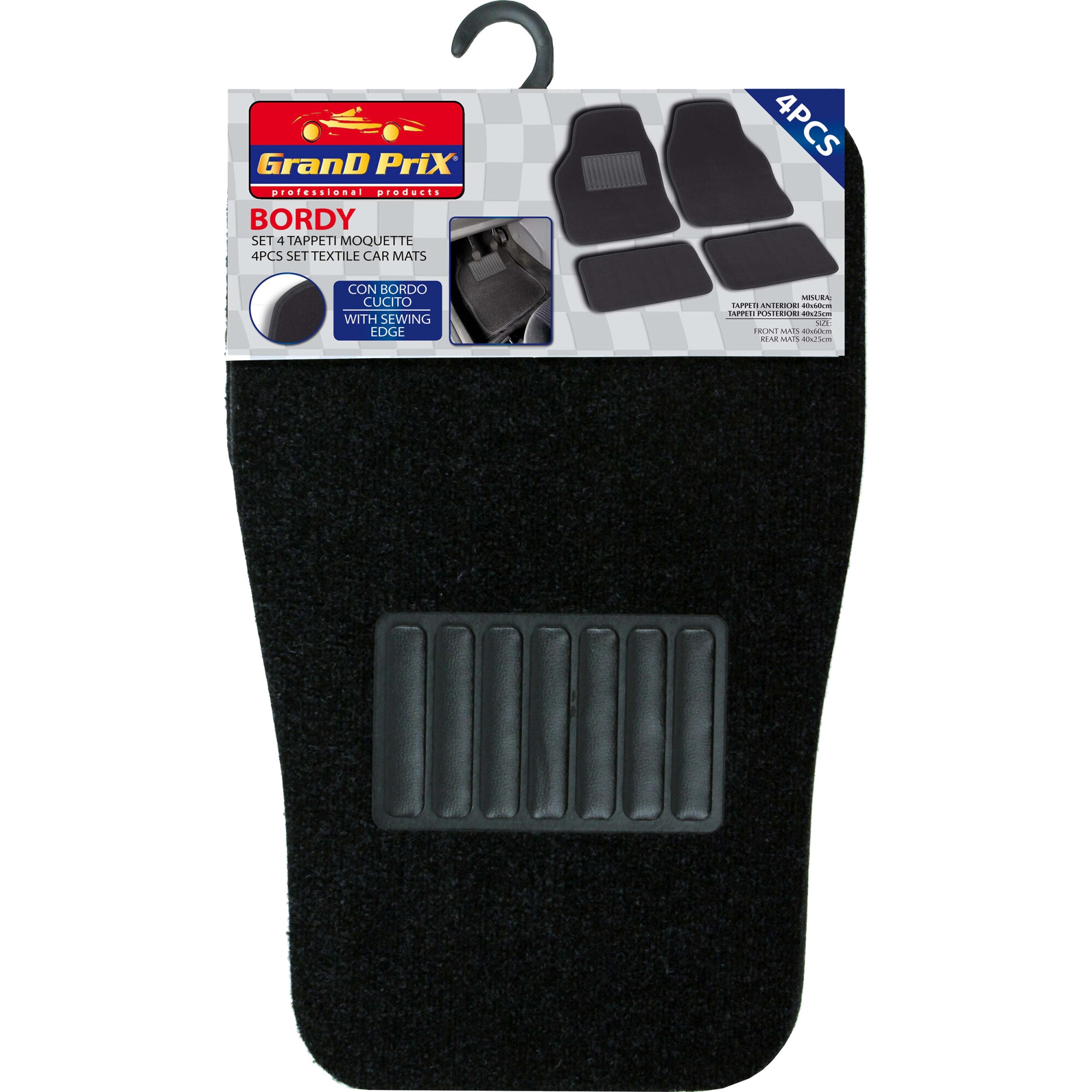Set covorase textil Grand Prix Bordy, 4 bucati, negru