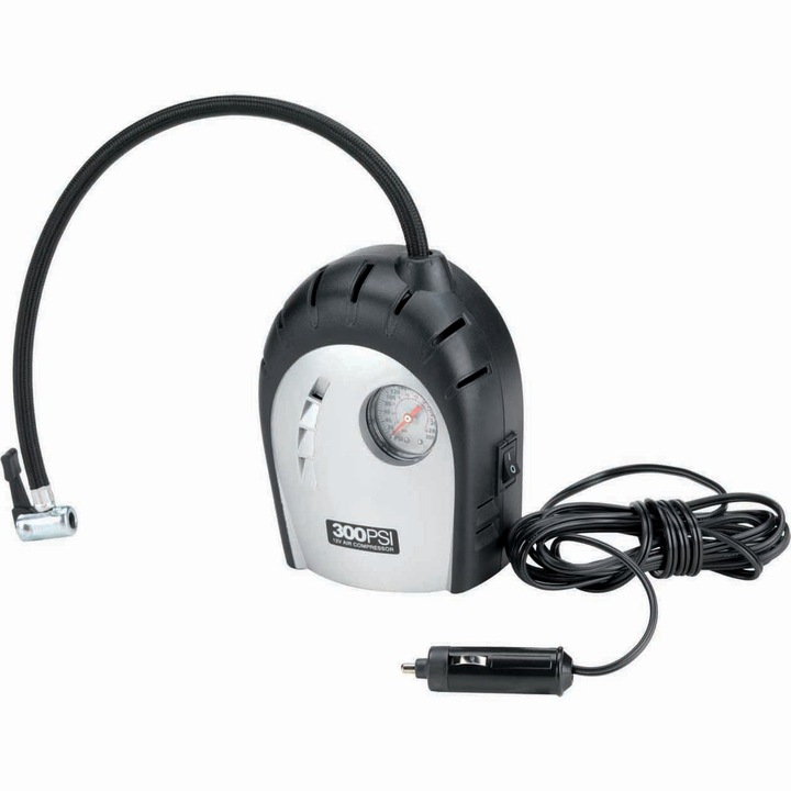 Compresor cu manometru Bottari Aero, 3 adaptoare, 12V, 10A, 300PSI