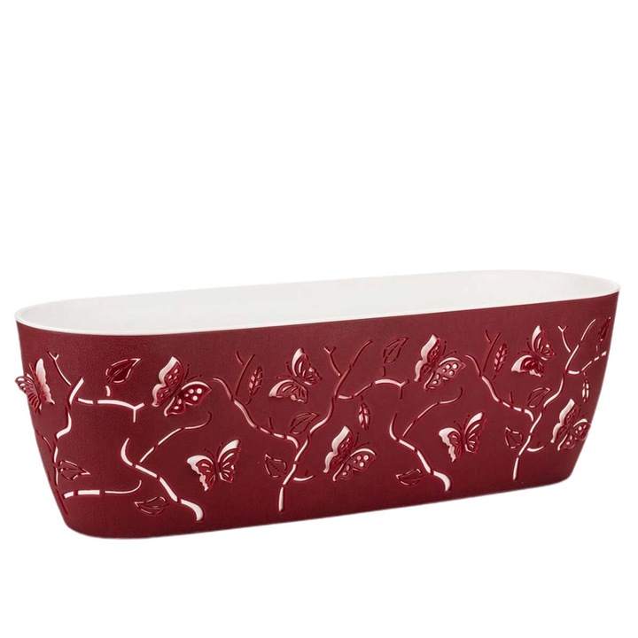Jardiniera 3D cu Fluturi, Polipropilena, Rosu, 4.11 l