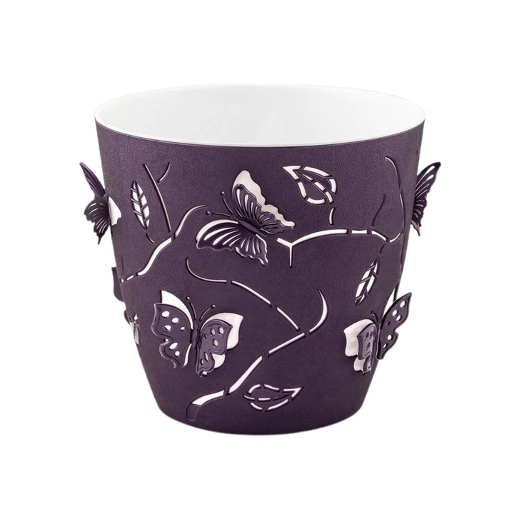 Ghiveci 3D cu Fluturi, Polipropilena, Mov, 1.4 l