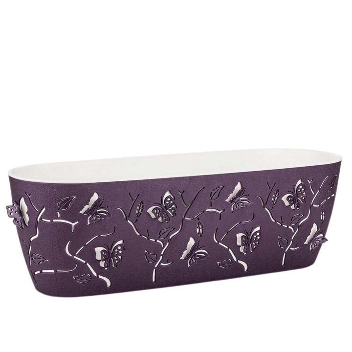 Jardiniera 3D cu Fluturi, Polipropilena, Mov, 7.30 l