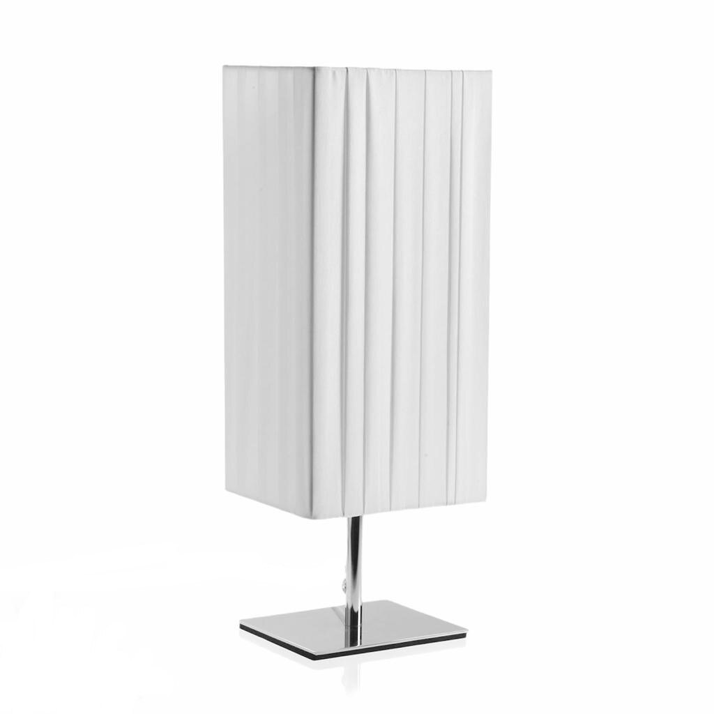 Veioza alba din metal cu abajur textil 37 cm, Versa Home