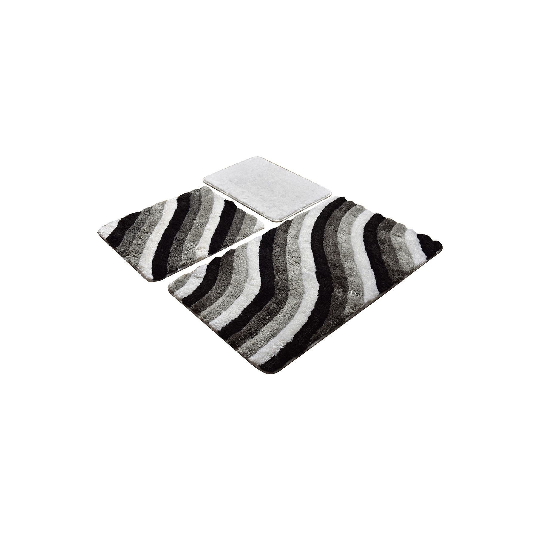 Set 3 covorase baie acril, 60x100cm, 50x60 cm, 40x60 cm, Chilai Home, Colorful Gri