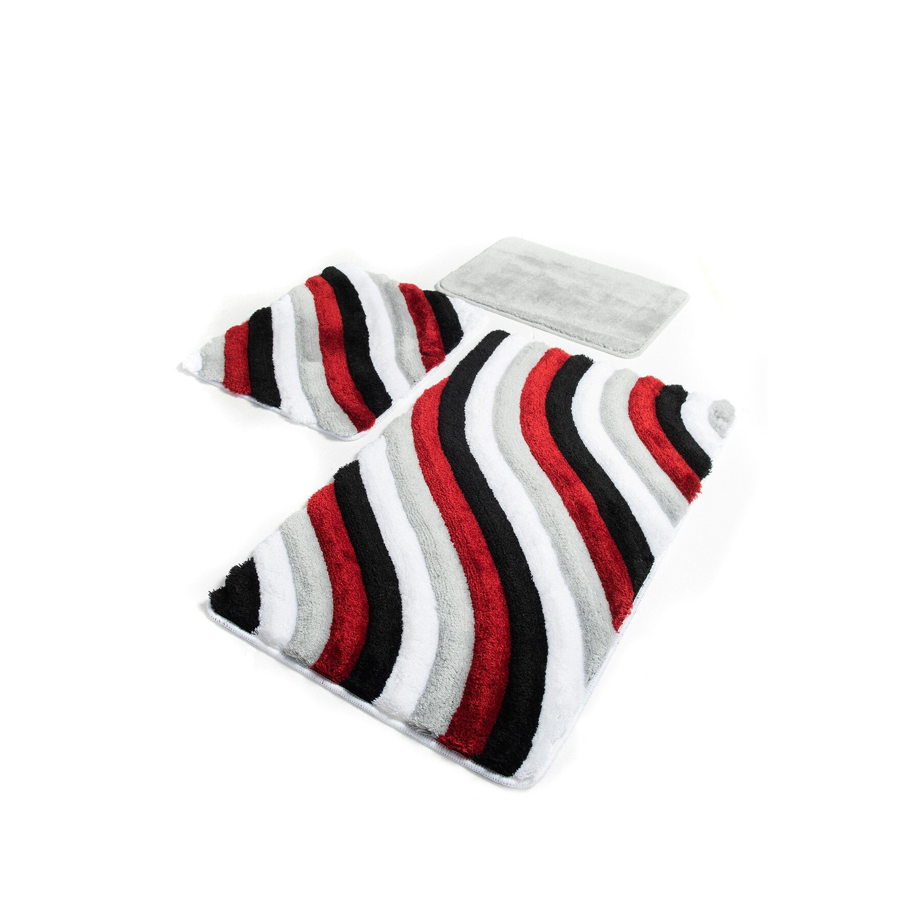 Set 3 covorase baie acril, 60x100cm, 50x60 cm, 40x60 cm, Chilai Home, Colorful Rosu