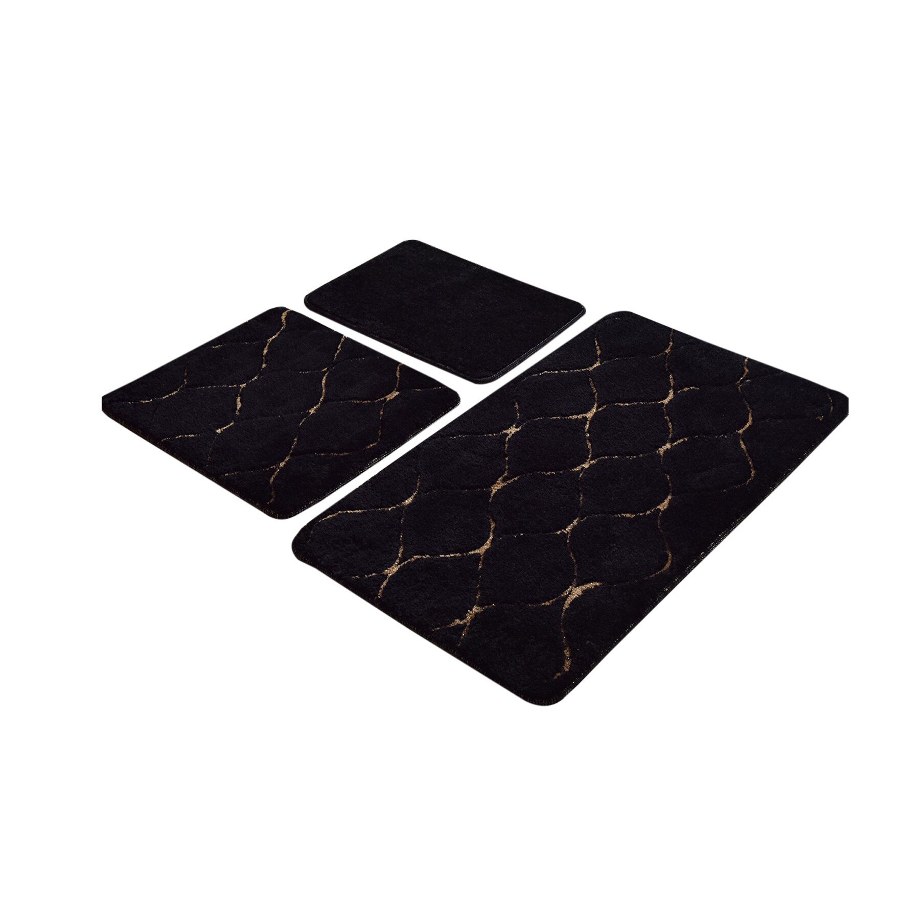 Set 3 covorase baie acril, 60x100cm, 50x60 cm, 40x60 cm, Chilai Home, Infinity Negru