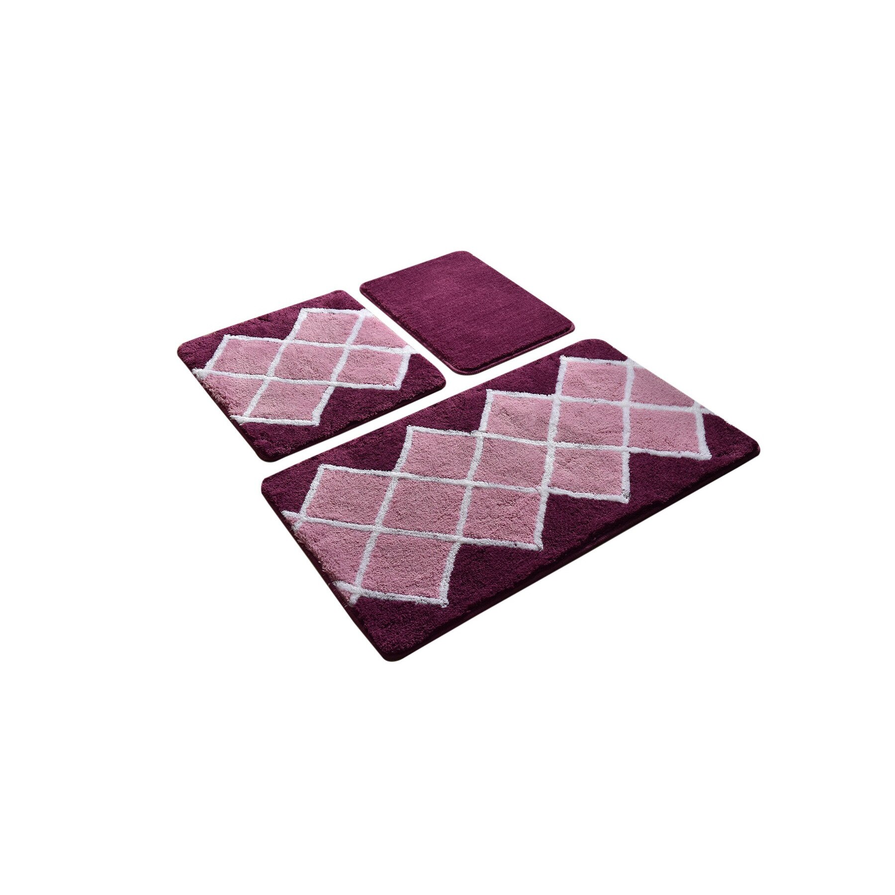 Set 3 covorase baie acril, 60x100cm, 50x60 cm, 40x60 cm, Chilai Home, Havana Purple