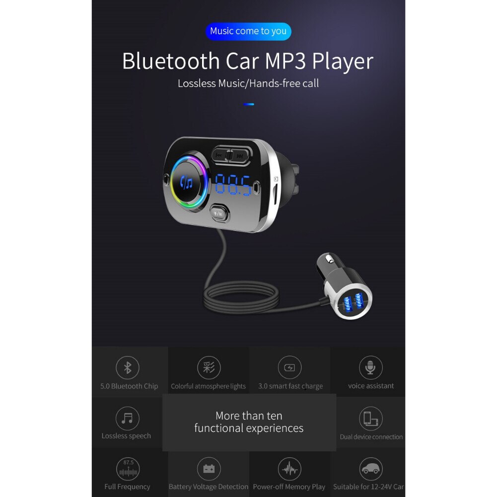 Modulator FM BC49BQ, Bluetooth, Car Kit Handsfree, Incarcare rapida QC3