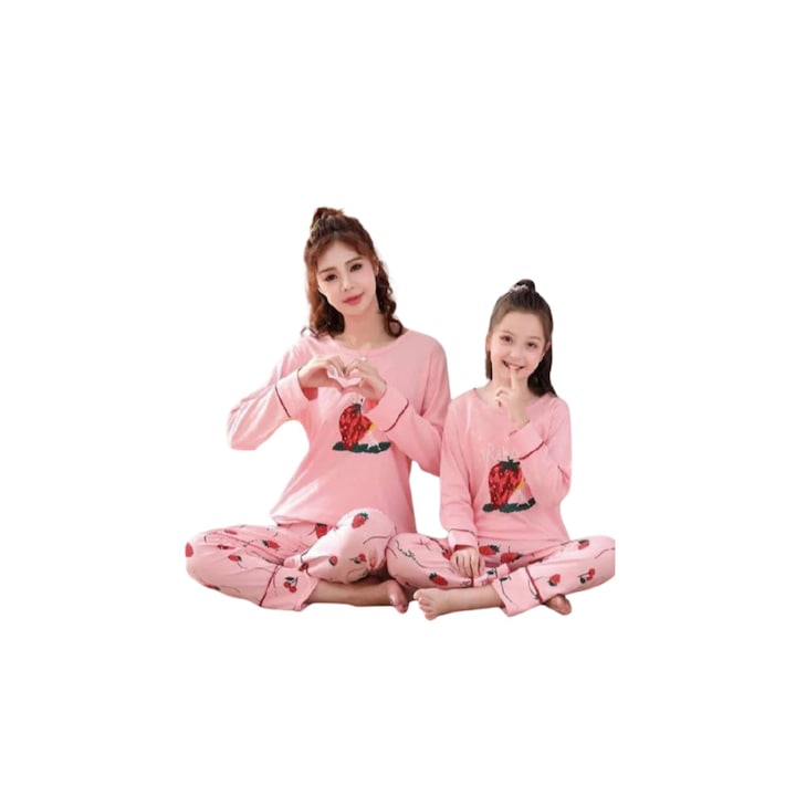 Пижама за майка и дъщеря, щампа ягоди, гама Sleep, розова, универсална