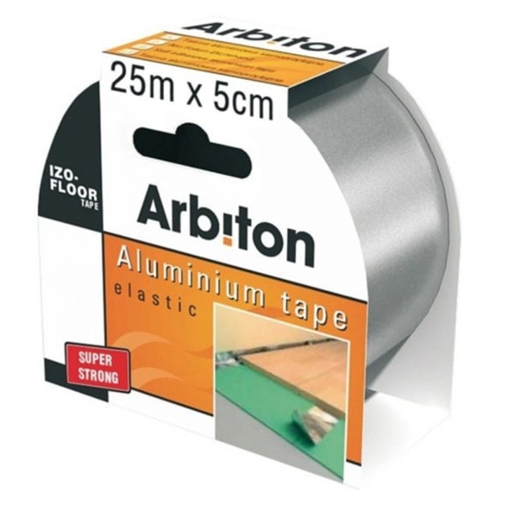 Banda adeziva izolatoare Izo Floor Tape, Arbiton, aluminiu, 25 m x 50 mm