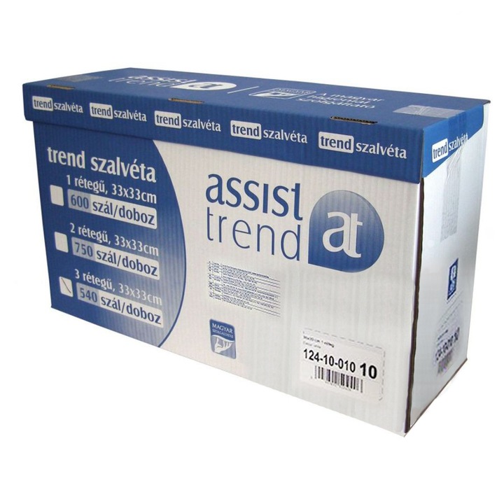 Pachet 600 de Servetele Hartie, Assist Trend Szalveta, 1 Strat, Albe