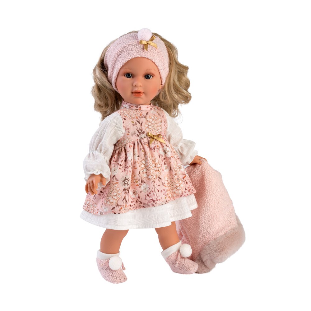 Papusa Llorens, Lucia cu blanita roz, 40 cm