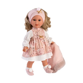 Papusa Llorens, Lucia cu blanita roz, 40 cm Papusa Llorens, Lucia cu blanita roz, 40 cm