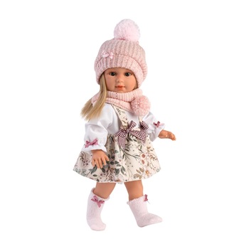 Papusa Llorens, Tina cu rochita inflorata, 40 cm Papusa Llorens, Tina cu rochita inflorata, 40 cm