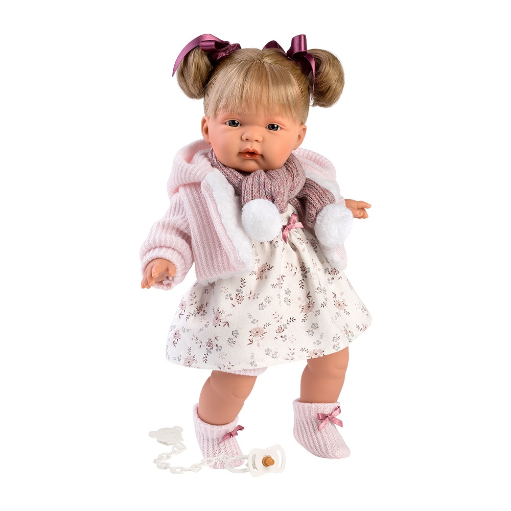 Papusa Llorens, Joelle cu hanorac roz, cu sunete, 38 cm