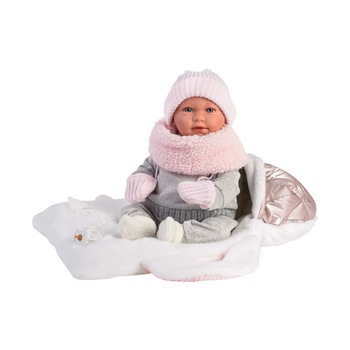 Papusa Llorens, Mimi cu portbebe, cu sunete, 42 cm Papusa Llorens, Mimi cu portbebe, cu sunete, 42 cm