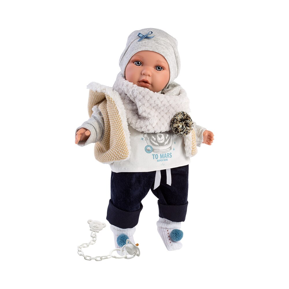 Papusa Llorens, Enzo cu pantaloni chic, cu sunete, 42 cm
