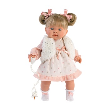 Papusa Llorens, Alexandra cu vestuta alba, cu sunete, 42 cm Papusa Llorens, Alexandra cu vestuta alba, cu sunete, 42 cm