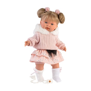 Papusa Llorens, Alexandra cu fustita roz, cu sunete, 42 cm Papusa Llorens, Alexandra cu fustita roz, cu sunete, 42 cm