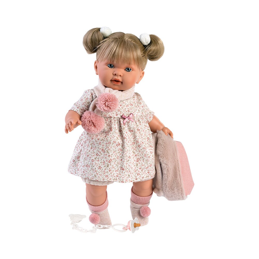 Papusa Llorens, Alexandra cu rochita inflorata, cu sunete, 42 cm