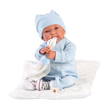 Papusa Llorens, Tino cu pernuta, cu sunete, 44 cm Papusa Llorens, Tino cu pernuta, cu sunete, 44 cm