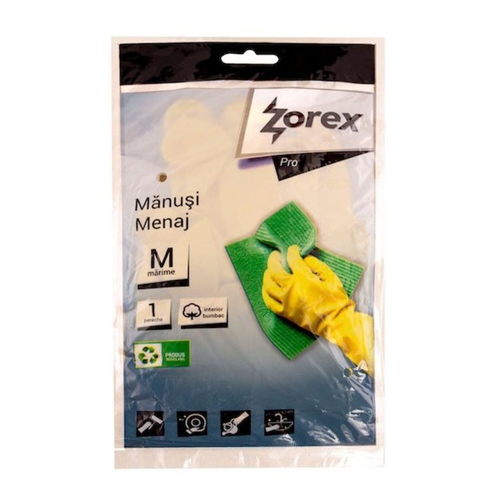 Manusi de menaj Zorex Pro cu bumbac marimea L, 2 bucati