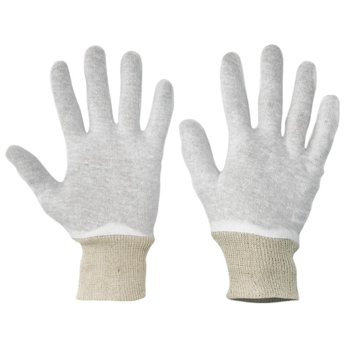 Set 12 manusi de protectie, Cormoran, din bumbac si poliester, cu manseta elastica, marimea 8