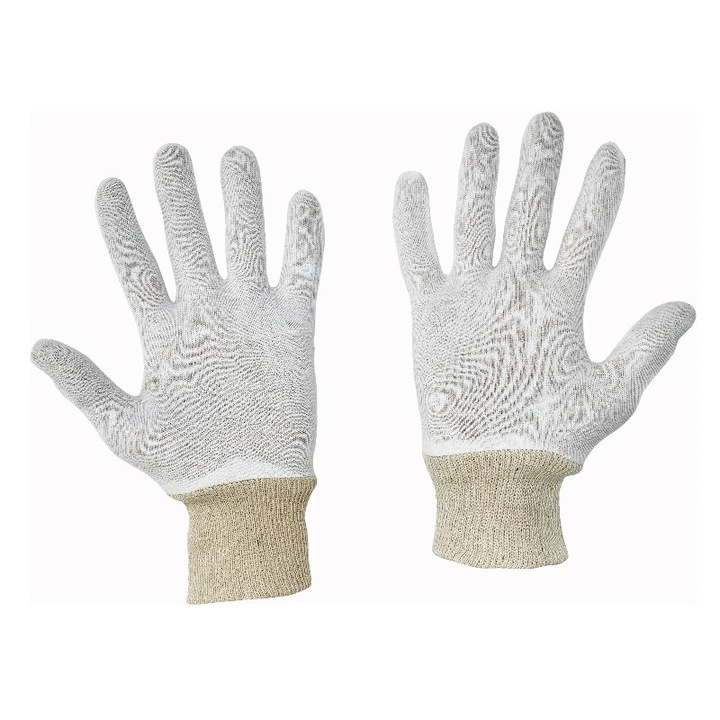 Комплект от 12 предпазни ръкавици Cormoran от памук и полиестер с ластичен маншет, размер 10