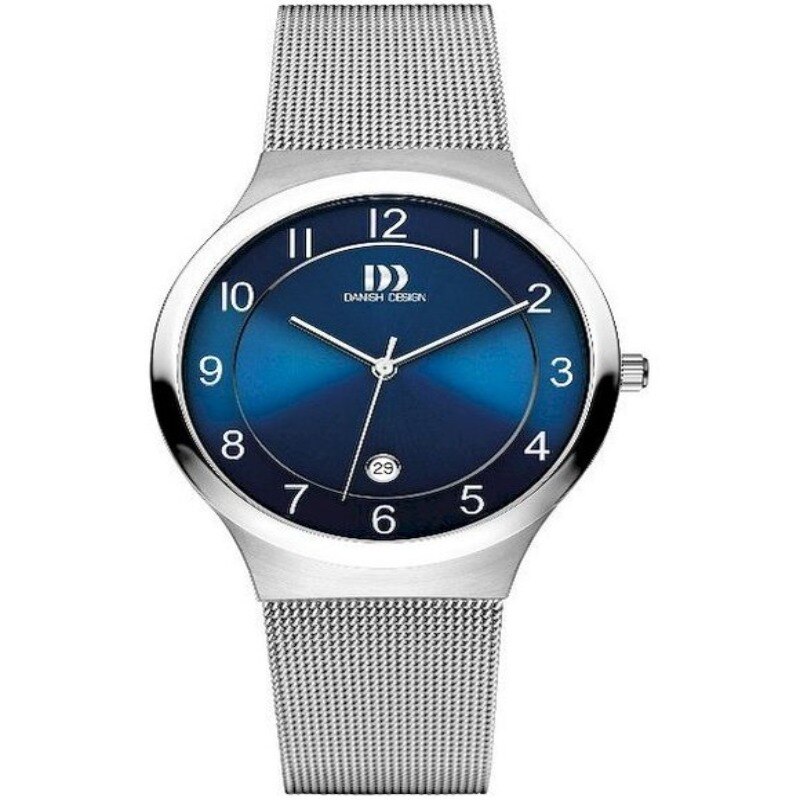 Ceas analogic pentru barbati, Danish Design, IQ69Q1072, Quartz, 3 ATM, 38 mm, Argintiu/Albastru