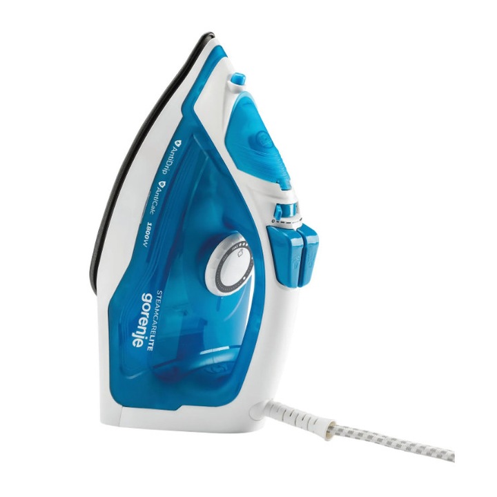 Fier de calcat cu abur, Gorenje, 1800W, Abur 80 g/min, Alb/Albastru