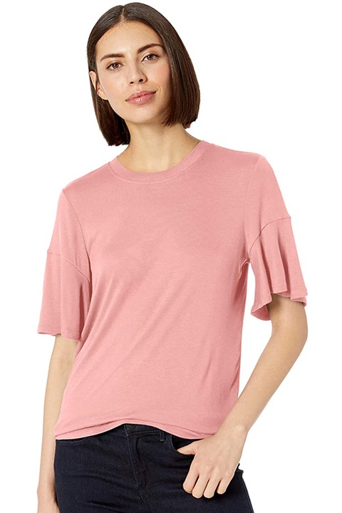 Tricou pentru damă Lark & ​​​​Ro, mâneci căzute, Roz pudrat