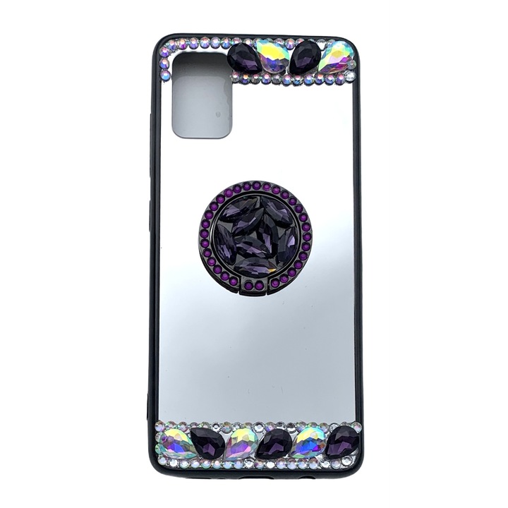 Husa din silicon model Oglinda cu Inel si Pietricele mov pentru Samsung Galaxy S20+ / S20 Plus 5G