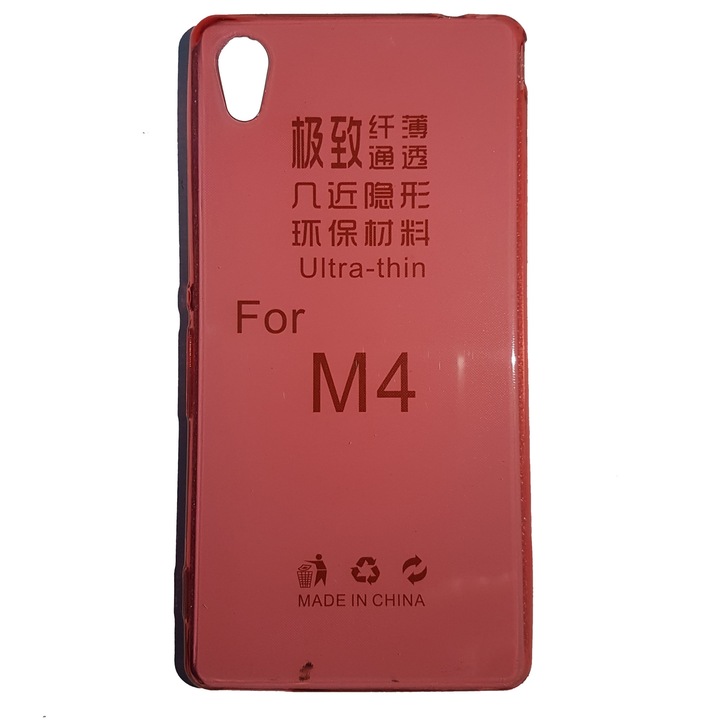 Прозрачен червен калъф за Sony Xperia M4 Aqua